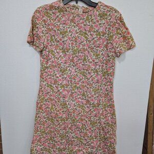 Vintage pink flowered dress.   Handmade